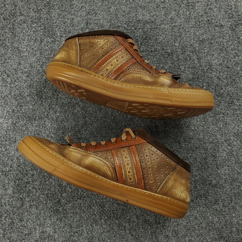 Burberry Leather Sneakers Mens 44 10.5 Cognac Brown Vintage Y2K Preppy Two Tone - Picture 12 of 16